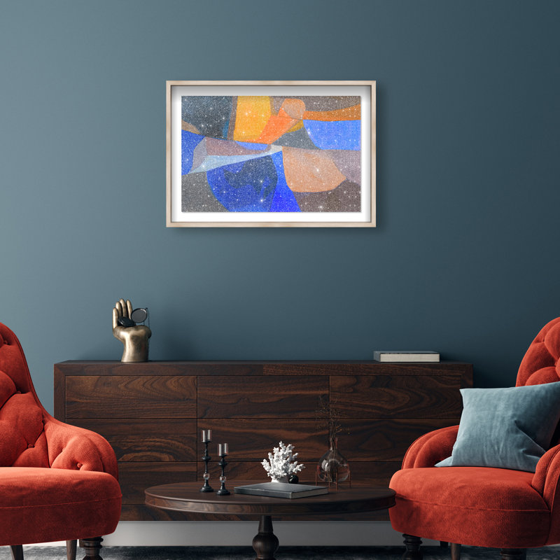 Patchwork Dream III Shadowbox Abstract Print by Oliver Gal, Black Frame, 15 x 10, 25.5"H x 37.5"W, Natural Oak Frame