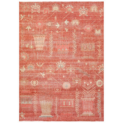 Tapis unique rouge de 10 pi 2 po x 13 pi 11 po Rajasthan