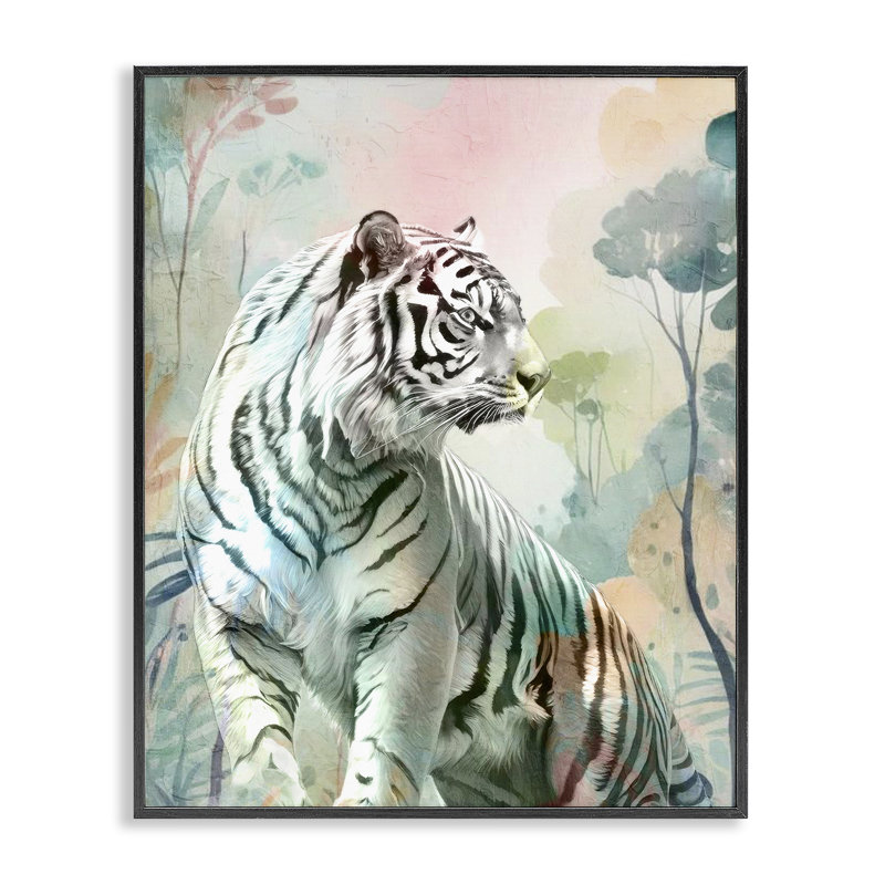 Giclée encadrée de tigre doux, design par Kim Allen, H 14 po x l 11 po, Giclée encadrée noir minuit