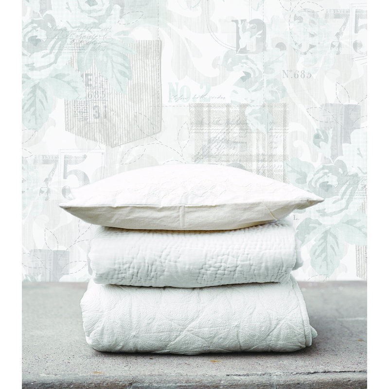 10m x 53cm Matte Wallpaper Roll, Grey/Light Blue