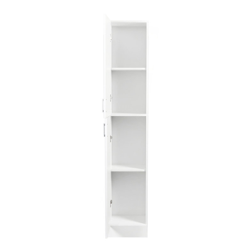 Armoire autoportante avec tablettes réglables et deux portes pour la cuisine et la salle à manger, Blanc