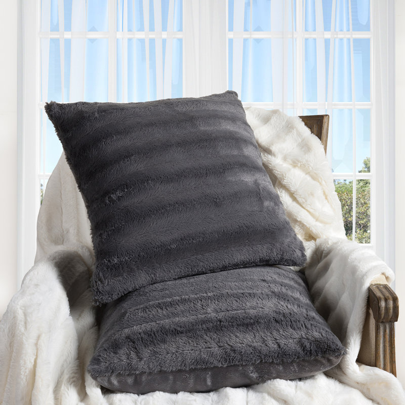 Housse et insert de coussin carré FRBIN, Gris, H 20 po x l 20 po