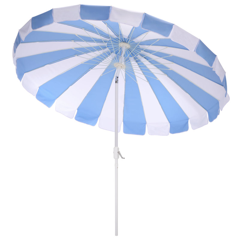 Parasol à manivelle 9 pi Buti, Bleu bébé rayé