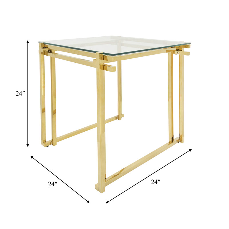 Modern Glass and Metal Side Table with Sleek Geometric Frame - A Contemporary End Table for Living Room or Entryway Decor