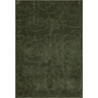 Tapis vert floral lavable à la machine Abani Rugs Malynn PDE110A