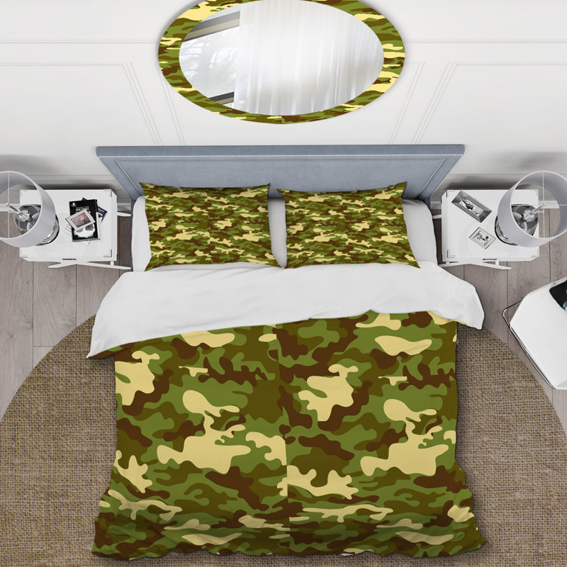 Ensemble de housse de couette en microfibre vert / brun 3 pièces