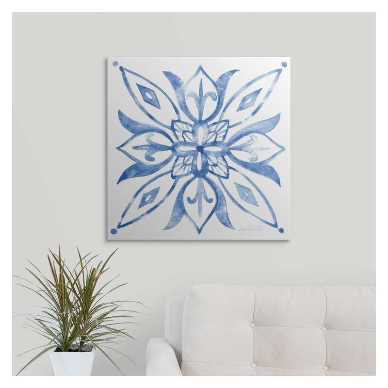 «Tile Stray II Blue» par Anne Tavoletti, impression, H 30 po x l 30 po x P 1,5 po, Toile