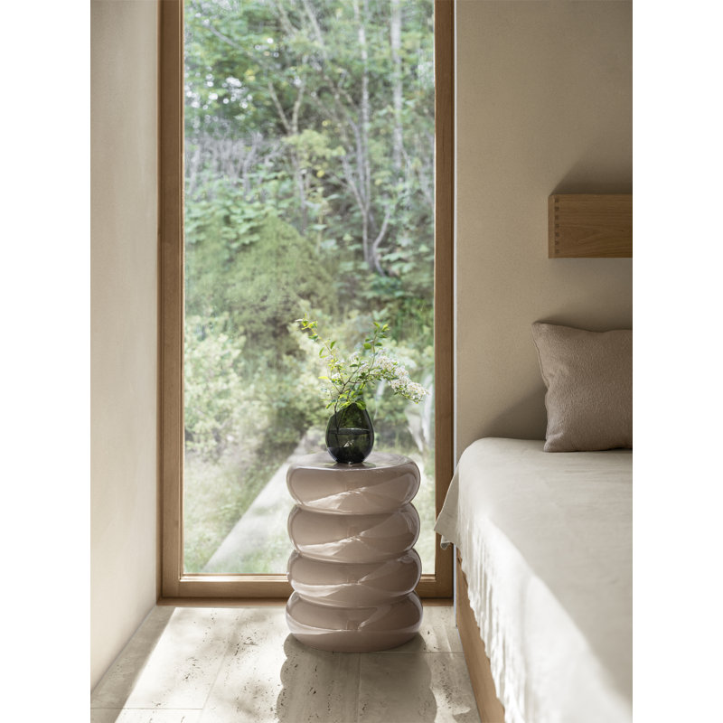TORU Round Ceramic Side Table, White