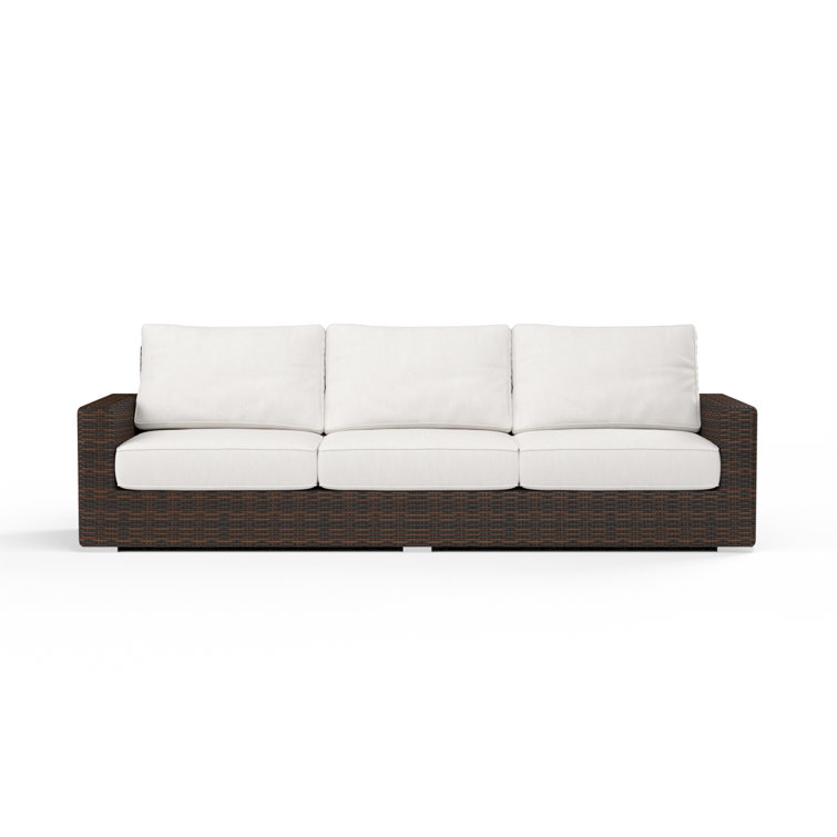 106'' High-Density Polyethylene (HDPE) Wicker Outdoor Patio Sofa with Sunbrella® Cushions