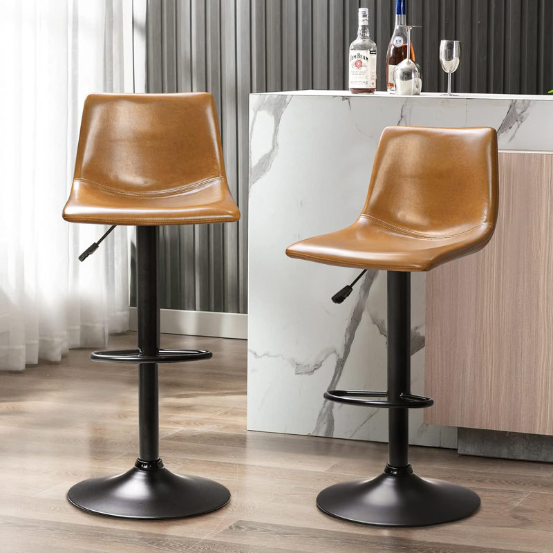 Ensemble de 2 tabourets de bar pivotants Halima Rockel, Brun