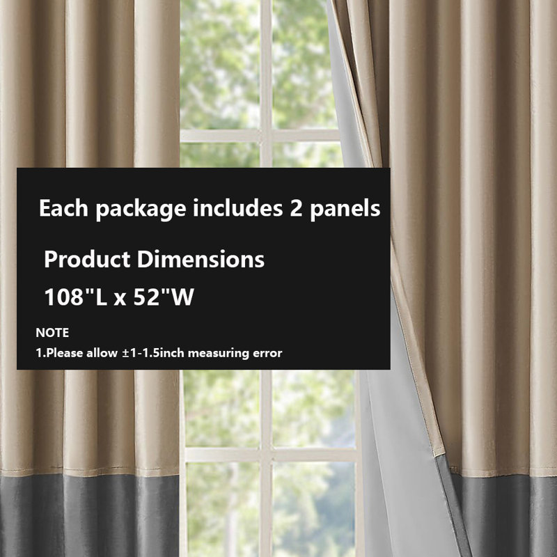 100% Full Blackout Velvet Curtains,2 Panels, 52" W x 108" L