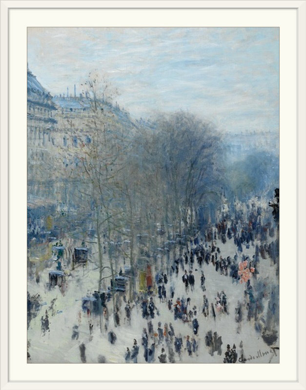 «Boulevard Des Capucines, 1873-1848» par Claude Monet - reproduction imprimée, H 24 po x l 20 po x P 1 po, Cadre blanc