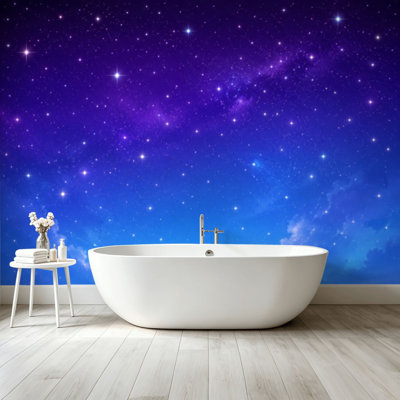 Peel and Stick Wallpaper Wall Mural nice bright stars night sky purple blue violet Wall Art Self Adhesive and Removable