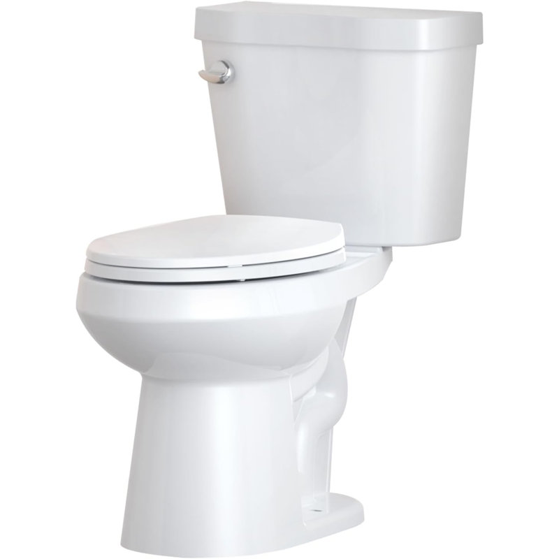 Two Piece Toilet 21 inch Chair Height Elongated Bowl, Side Handle, High Seat Toilet for Elderly, Comfortable Bathroom Toilet with Soft-Close Seat White