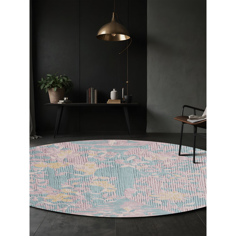 Tapis beige lavable à la machine, Rond 3 pi