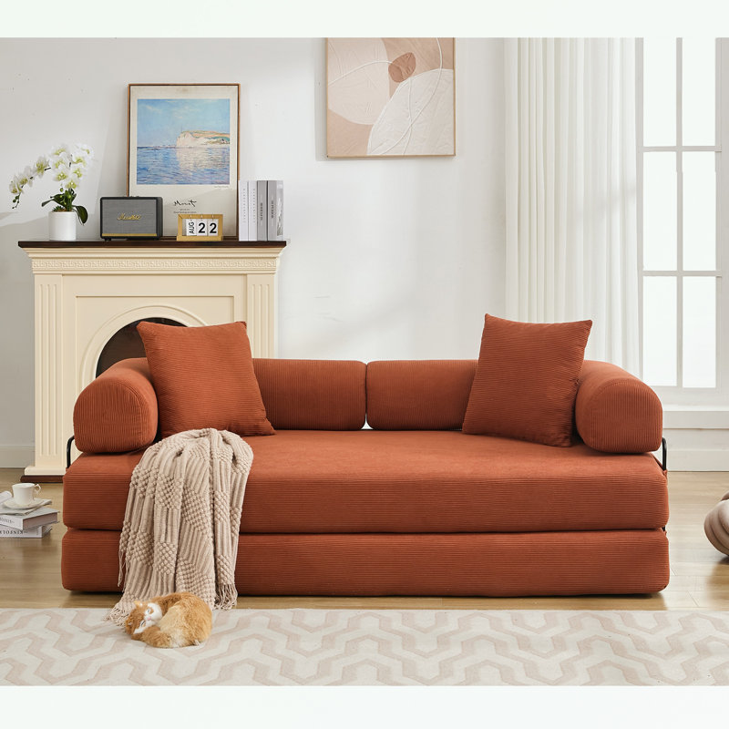 Canapé-lit pliant convertible avec coussin moelleux, Orange