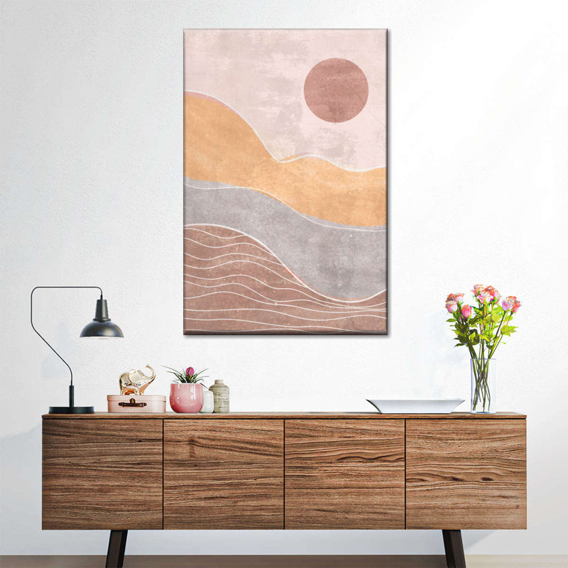 Coucher de soleil bohème contemporain, H 39 po x l 26 po