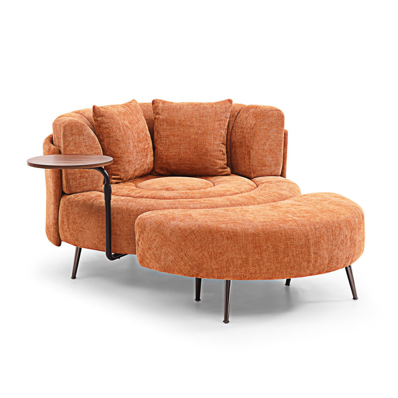 Fauteuil demi-tonneau surdimensionné simple avec repose-pieds, Orange
