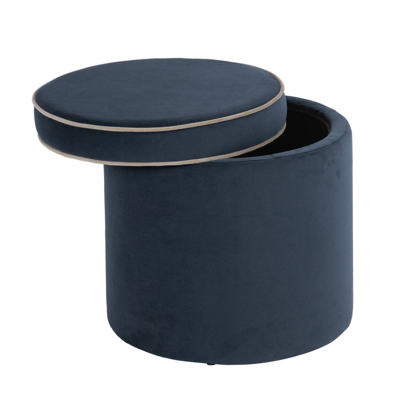Repose-pieds avec rangement en velours 18 po Ava, Velours bleu