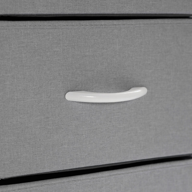 3 Fabric Drawer Nightstand With 2 USB Ports And 1 Outlet Charging Station, Gray