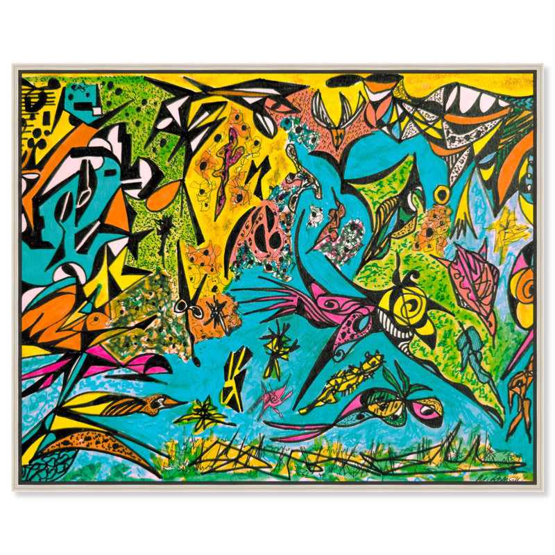 Toile sous-marine lumineuse, art abstrait coloré par Art Remedy, H 25 po x l 31 po, Cadre argenté