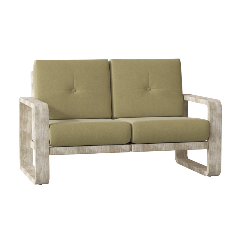 Vale 58.5'' Wide Aluminum Loveseat with Cushions, Denver Scarlett Sunbrella®, Weathered White