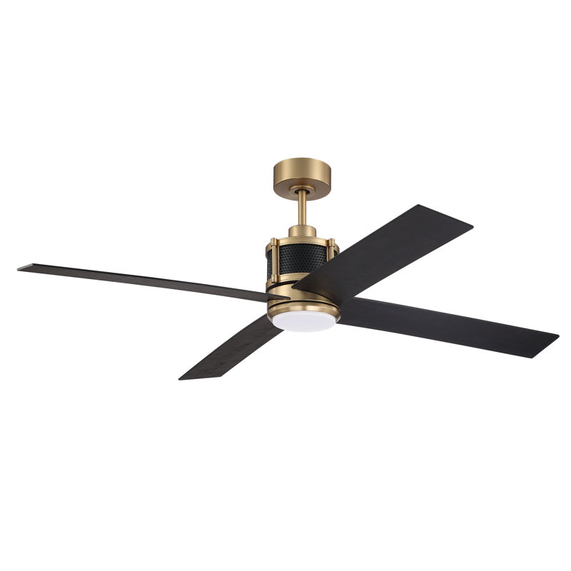 56'' Ceiling Fan with LED Lights, Brown/Black