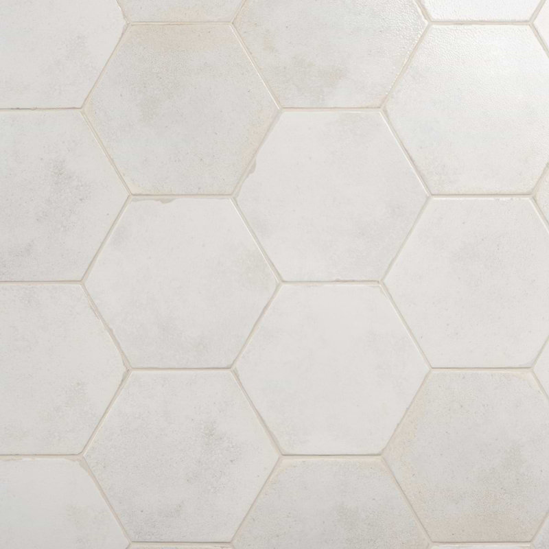 Kalay 9" Hexagon Polished Porcelain Tile, White