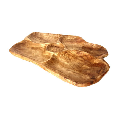 Loon Peak® Extra Large Wooden Root Divided Tray 5 Partitions