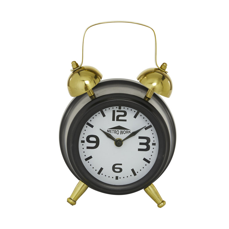 Traditional Mechanical Clock in Black, 9.25" H x 6" W x 3.45" D