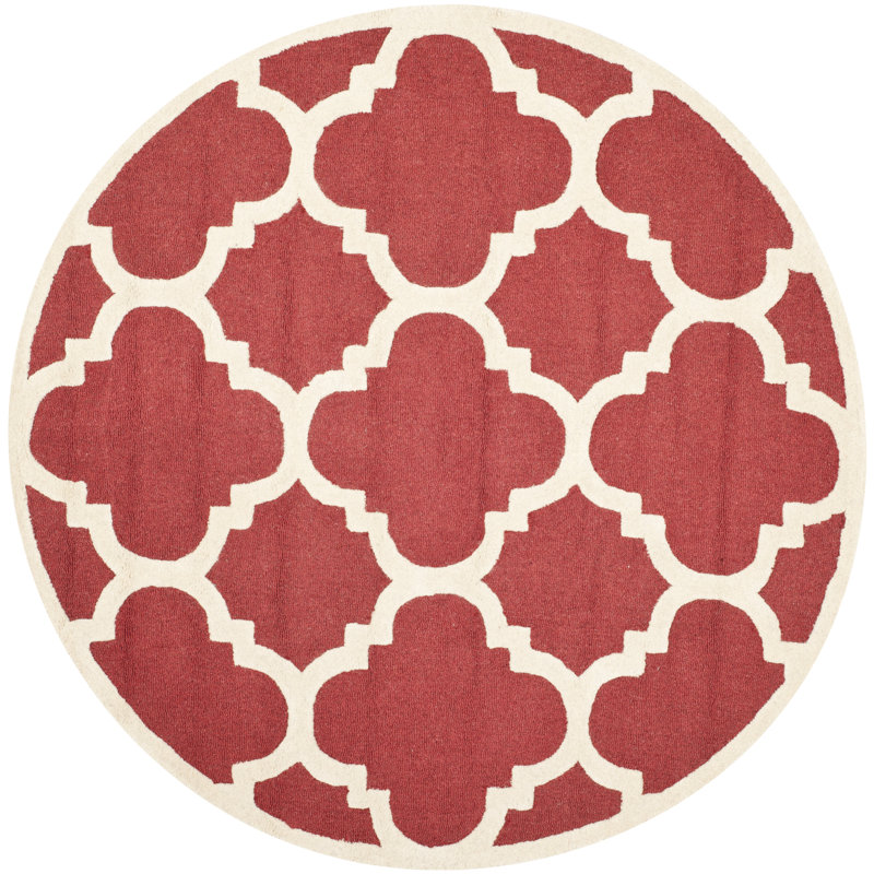 Cannen Hand Tufted Wool Geometric Rug, Round 6'