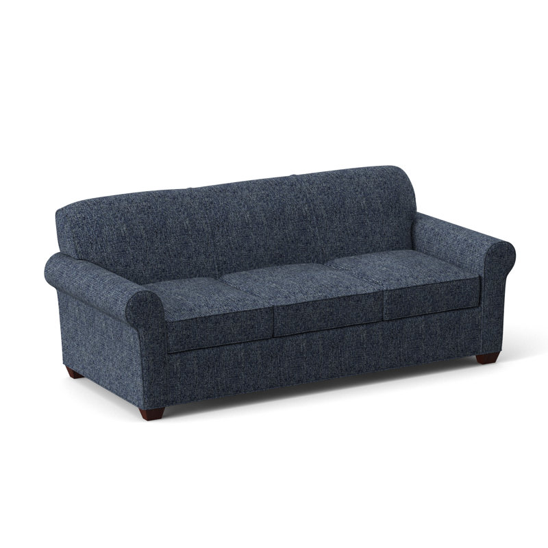 Finn Rolled Arm Sofa with Reversible Cushions, Empire Mahogany, Connelly Blue Jay, 34" H x 83" W x 36" D