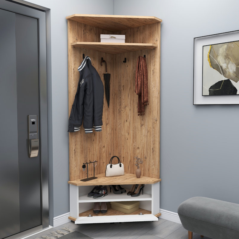 Shoe Storage Hall Tree Lacynda, Atlantic Pine/White