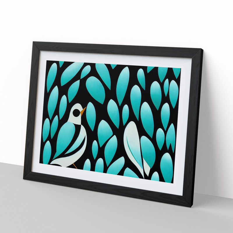 Spectacular Abstract Bird - Single Picture Frame Print, 46cm H x 64cm W x 2cm D, Black
