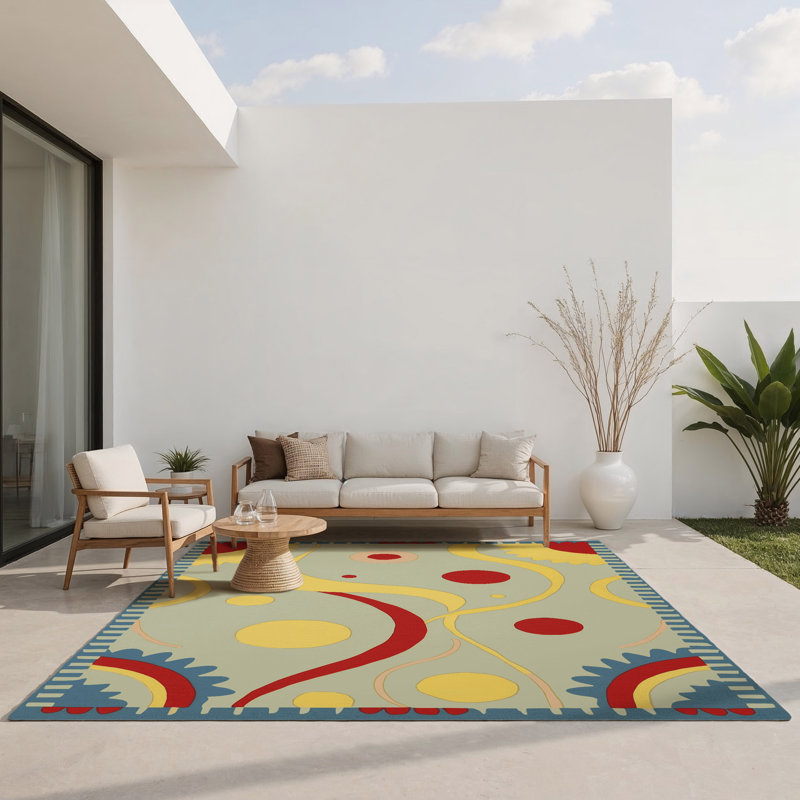 Retro Twist Indoor And Outdoor Area Rug, Rectangle 4' x 6'
