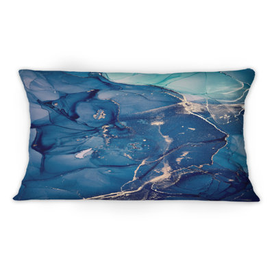 Blue Ink Clouds II - Modern Printed Throw Pillow 12" x 20"