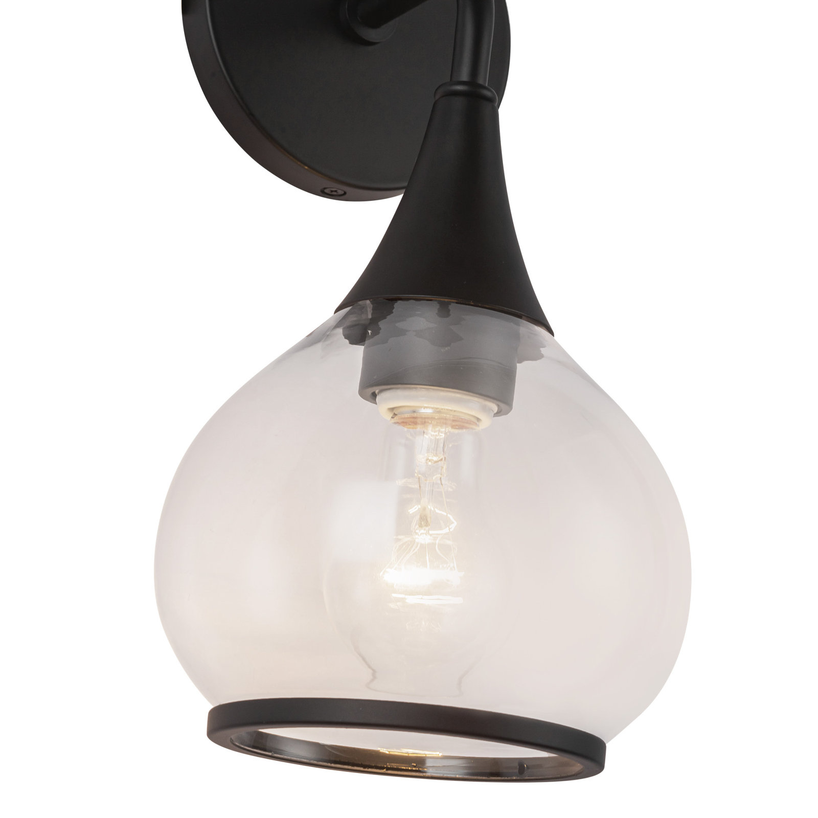 Marsi Single Bath Sconce, Clear Glass, Matte Black