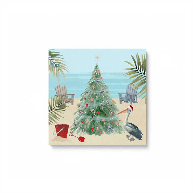 Beachside Christmas I, reproduction d'art sur toile dans un cadre, Toile tendue, H 24 po x l 24 po x P 1,25 po