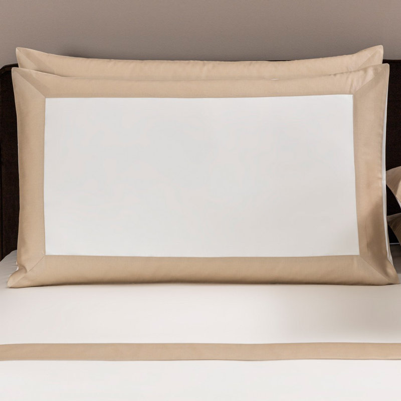 Bold Sheet Set, King Sheet Set with 2 Shams, Milk/Savage Beige