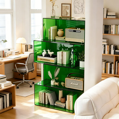 Green Stacked Cube Four-Tier Open Display Table