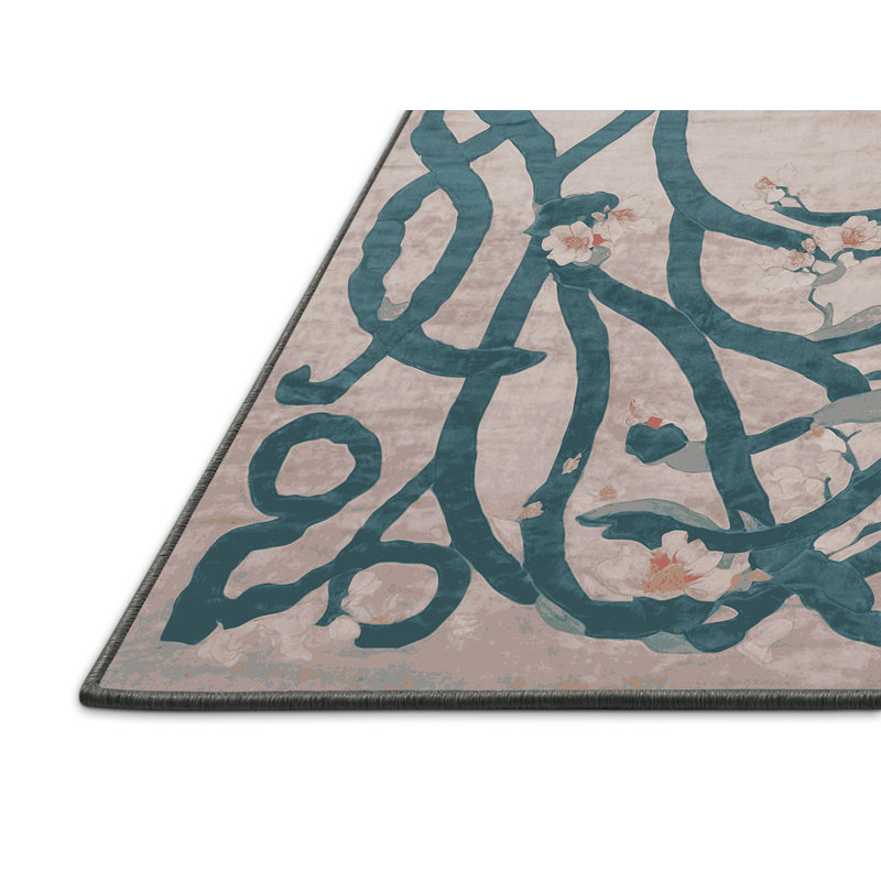 Tapis gris soyeux et moelleux, Rond 6 pi