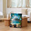 Toile une scène tropicale vibrante avec une grande tasse d'art de noix de coco au design complexe, remplie de glace, ornée d'une toile bleue brillante-1045518428
