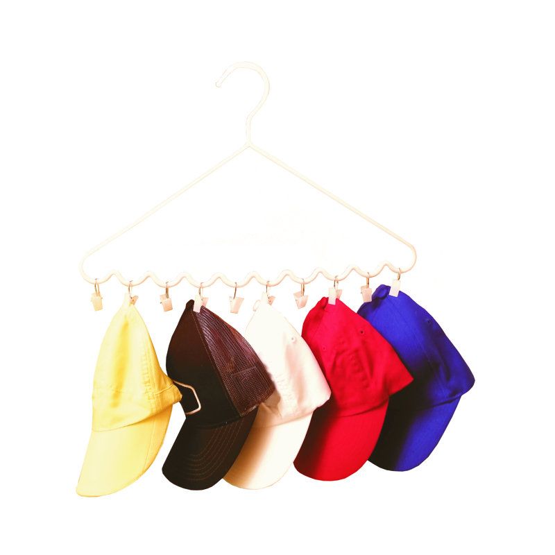 White Plastic and Acrylic Hat Hanging Organizer with Clips