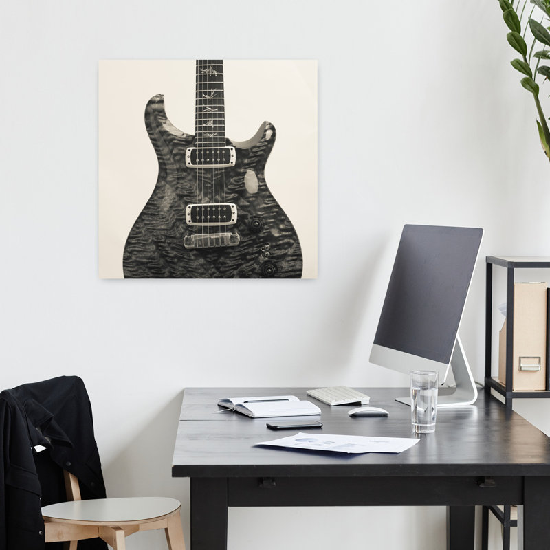Guitare I, art contemporain abstrait, H 18 po x l 18 po