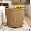 Table cylindrique Mid-Century moderne avec station de charge intégrée et rangement coulissant-379695719