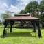 Gazebo 13x10 avec toile imperméable et structure en fer robuste - Toit pare-soleil brun amovible