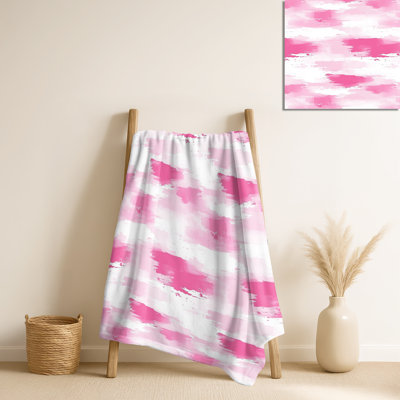 Pink Horizon – Abstract Soft Teens Blanket, Contemporary Plush Throw