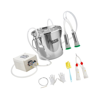 Machine à traire pour chèvre, seau en acier inoxydable de qualité alimentaire de 3,2 gallons / 12 L, 4 gobelets de trayon pour vaches et chèvres, avec batterie rechargeable de 8 000 mAh, machine à traire à pulsation électrique