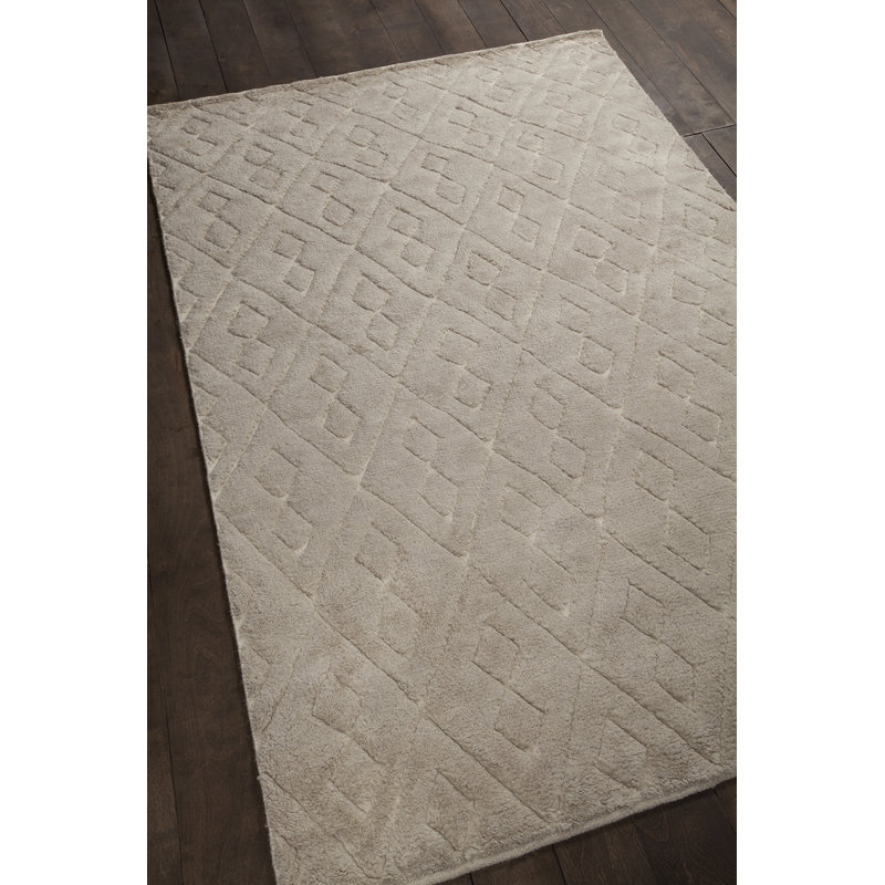 Catalina Hand Knotted Cotton Geometric Area Rug in Cream, 5' x 7'6"