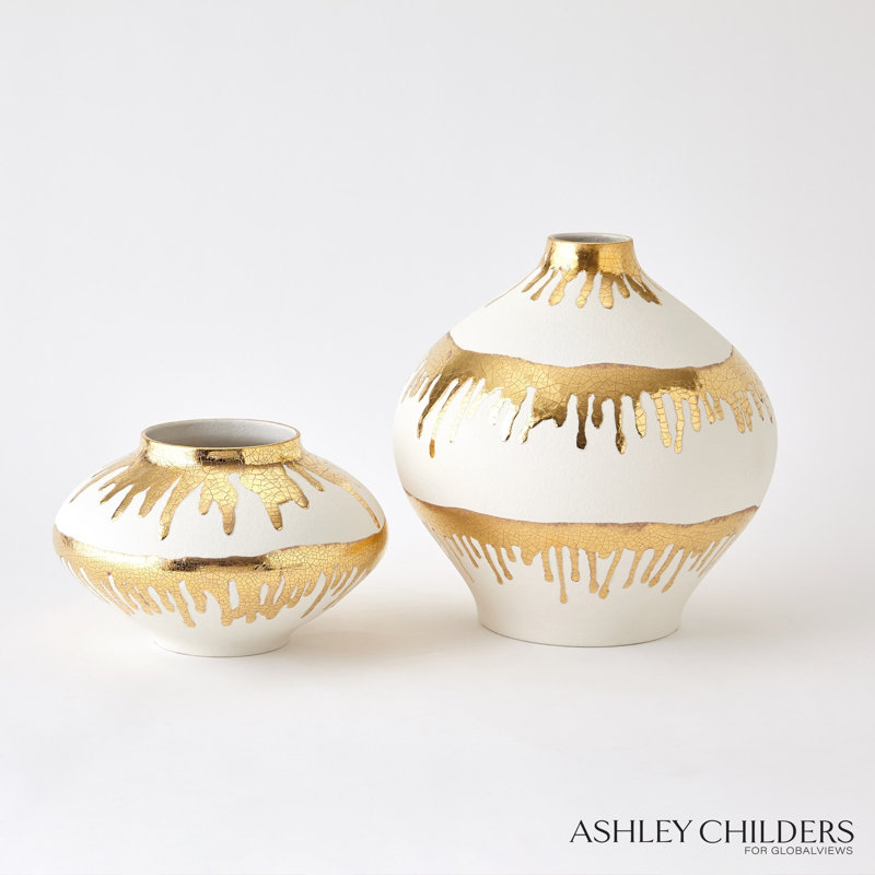 Nuove Vase-Gold Drips-Lg